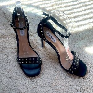 Cool studded Steve Madden black heeled sandals!